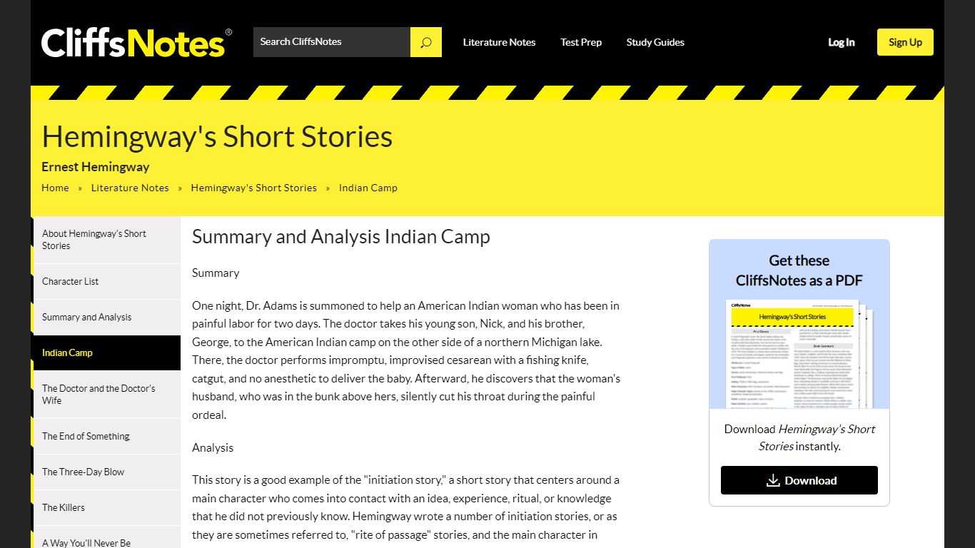 Indian Camp - CliffsNotes