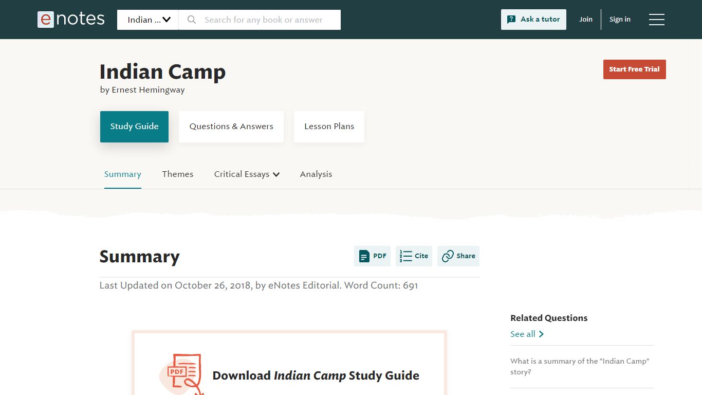 Indian Camp Summary - eNotes.com